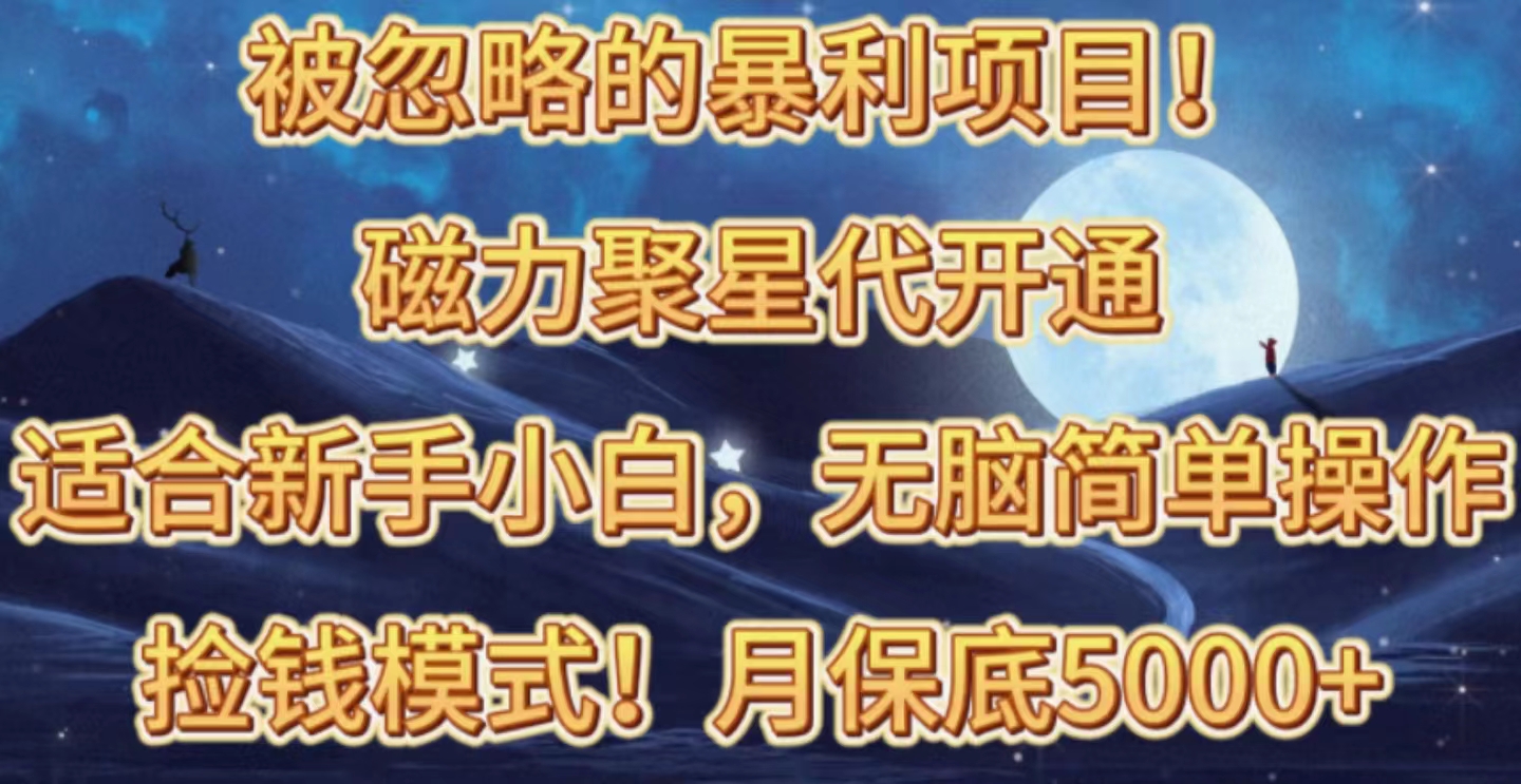 被忽略的暴利项目！磁力聚星代开通捡钱模式，轻松月入五六千-创客聚集地