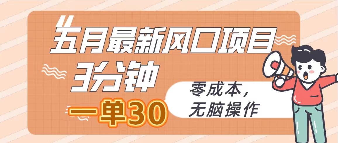 五月最新风口项目，3分钟一单30，零成本，无脑操作-创客聚集地