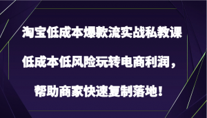淘宝低成本爆款流实战私教课,低成本低风险玩转电商利润,帮助商家快速复制落地!-创客聚集地