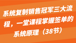 系统复制销售冠军三大流程，一堂课程掌握签单的系统原理（38节）-创客聚集地