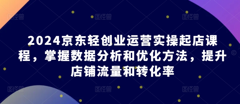 2024京东轻创业运营实操起店课程,掌握数据分析和优化方法,提升店铺流量和转化率-创客聚集地