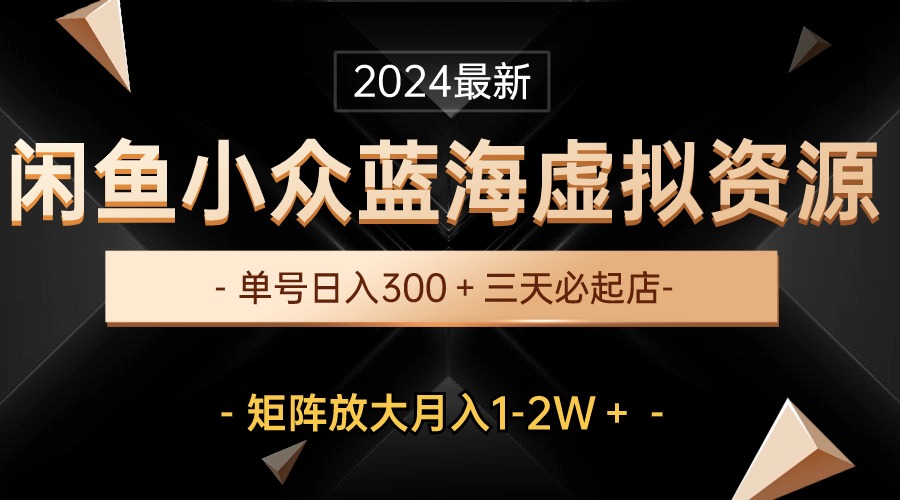 最新闲鱼小众蓝海虚拟资源，单号日入300＋，三天必起店，矩阵放大月入1-2W-创客聚集地