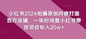 小红书2024拍摄原创内容打造百万店铺，一年时间靠小红书带货项目年入20w+-创客聚集地