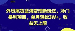 外贸尾货蓝海变现新玩法，冷门暴利项目，单月轻松3W+，收益无上限-创客聚集地