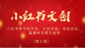 2024小红书文创（第三期）小红书养号和开店、文创货盘、排名优化、直播带货卖文创等-创客聚集地