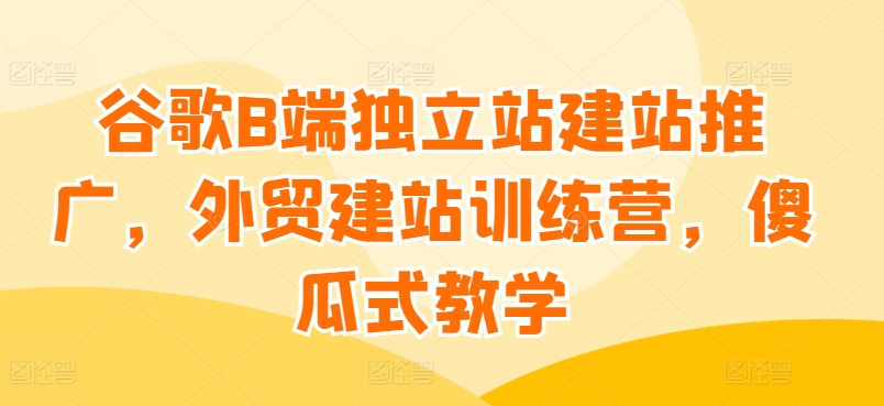 谷歌B端独立站建站推广，外贸建站训练营，傻瓜式教学-创客聚集地
