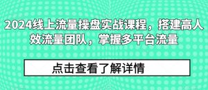 2024线上流量操盘实战课程，搭建高人效流量团队，掌握多平台流量-创客聚集地