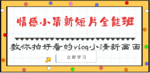 情感小清新短片全能班-教你拍好看的vlog小清新画面（30节课）-创客聚集地