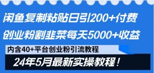 闲鱼复制粘贴日引200+付费创业粉，24年5月最新方法！割韭菜日稳定5000+收益-创客聚集地