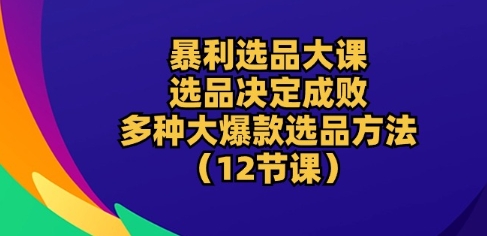 暴利选品大课：选品决定成败，教你多种大爆款选品方法(12节课)-创客聚集地