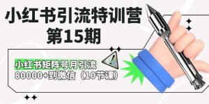 小红书引流特训营第15期，小红书矩阵号月引流80000+到微信（10节课）-创客聚集地