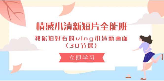 情感 小清新短片-全能班，教你拍好看的vlog小清新画面 (30节课)-创客聚集地