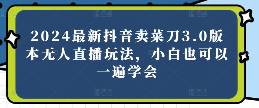 2024最新抖音卖菜刀3.0版本无人直播玩法，小白也可以一遍学会-创客聚集地