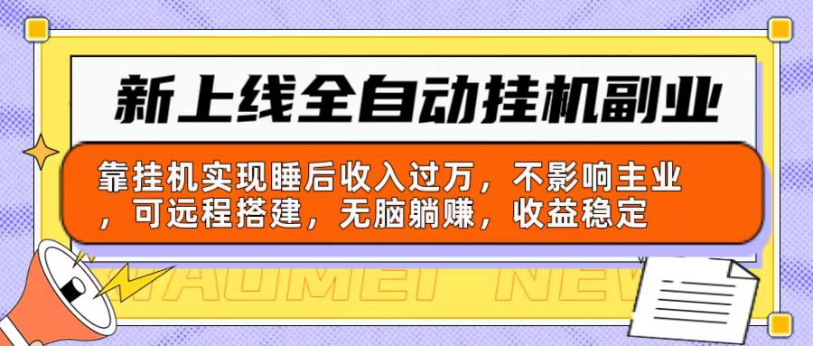 新上线全自动挂机副业：靠挂机实现睡后收入过万，不影响主业可远程搭建…-创客聚集地