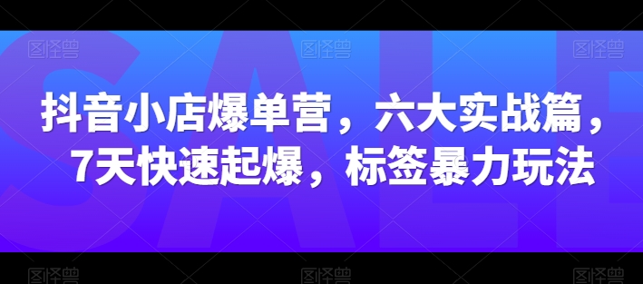 抖音小店爆单营，六大实战篇，7天快速起爆，标签暴力玩法-创客聚集地