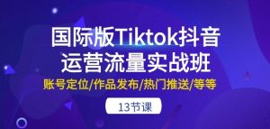 国际版Tiktok抖音运营流量实战班：账号定位/作品发布/热门推送/等等-13节-创客聚集地
