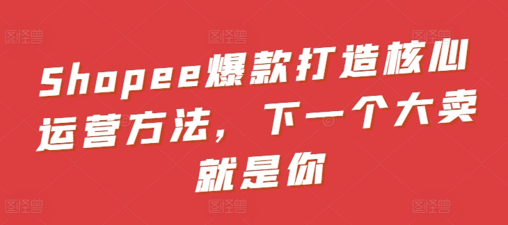 Shopee爆款打造核心运营方法，下一个大卖就是你-创客聚集地
