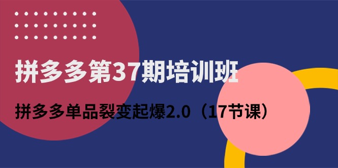 拼多多第37期培训班：拼多多单品裂变起爆2.0（17节课）-创客聚集地