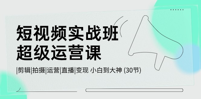 短视频实战班-超级运营课，|剪辑|拍摄|运营|直播|变现 小白到大神 (30节)-创客聚集地