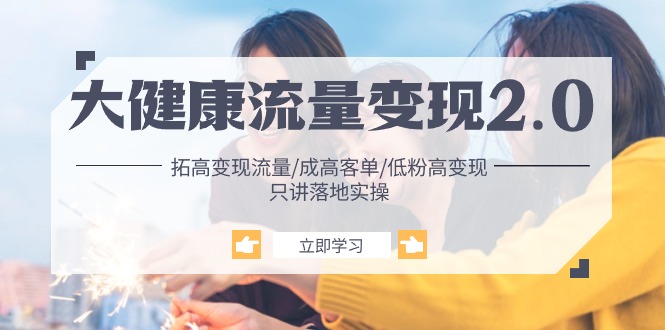 大健康 流量 变现2.0：拓高变现 流量/成高客单/低粉高变现/只讲落地实战-创客聚集地