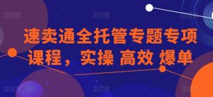 速卖通全托管专题专项课程,实操 高效 爆单-创客聚集地