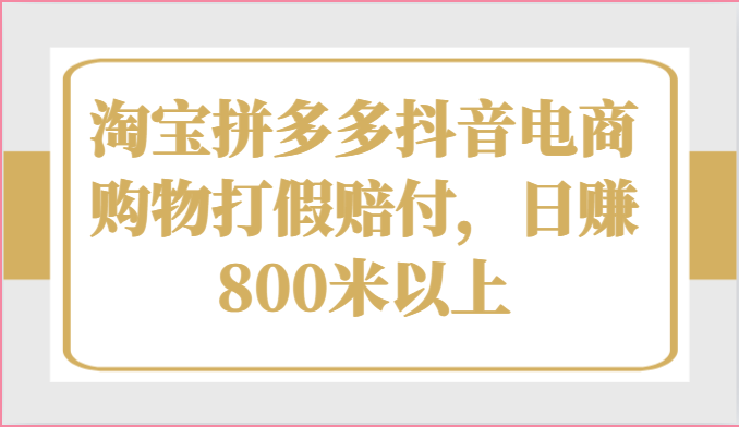 淘宝拼多多抖音电商购物打假赔付，日赚800米以上-创客聚集地