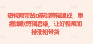 短视频带货0基础剪辑速成，掌握爆款剪辑思维，让好视频加持涨粉带货-创客聚集地