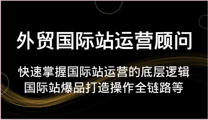 外贸国际站运营顾问-快速掌握国际站运营的底层逻辑，国际站爆品打造操作全链路等-创客聚集地