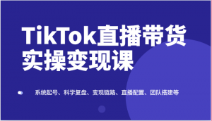 TikTok直播带货实操变现课：系统起号、科学复盘、变现链路、直播配置、团队搭建等-创客聚集地