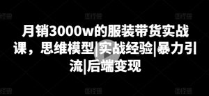 月销3000w的服装带货实战课，思维模型|实战经验|暴力引流|后端变现-创客聚集地