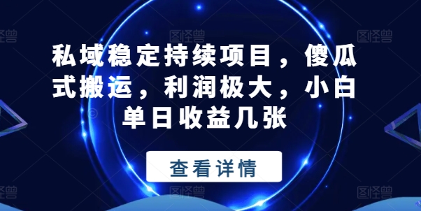 私域稳定持续项目，傻瓜式搬运，利润极大，小白单日收益几张-创客聚集地