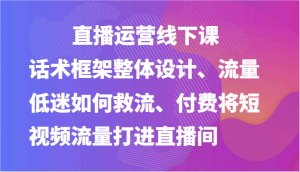 直播运营线下课-话术框架整体设计、流量低迷如何救流、付费将短视频流量打进直播间-创客聚集地