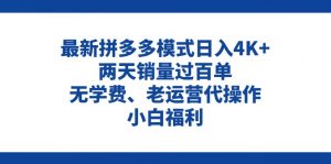 拼多多最新模式日入4K+两天销量过百单，无学费、老运营代操作、小白福利-创客聚集地