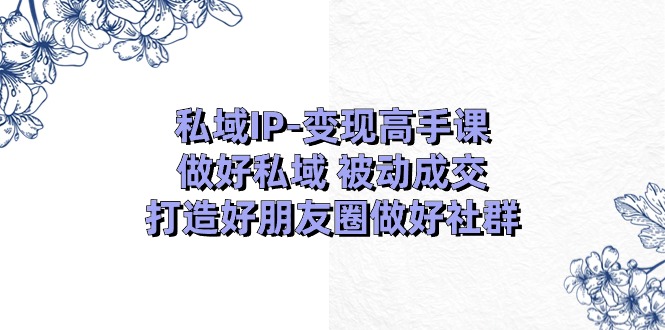 私域IP变现高手课：做好私域被动成交，打造好朋友圈做好社群（18节）-创客聚集地