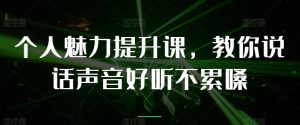 个人魅力提升课，教你说话声音好听不累嗓-创客聚集地