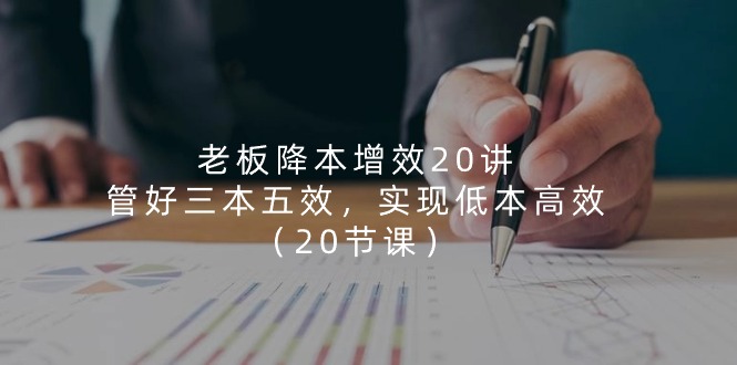 老板 降本增效20讲，管好 三本五效，实现低本高效（20节课）-创客聚集地