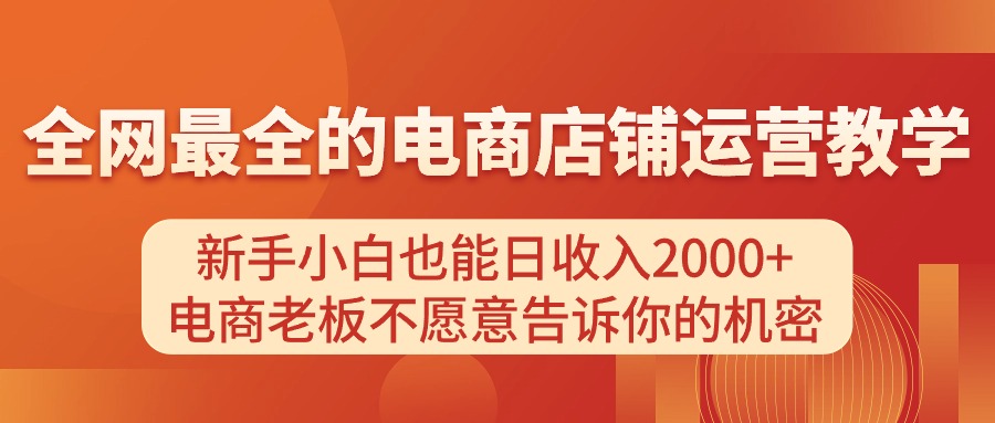 电商店铺运营教学，新手小白也能日收入2000+，电商老板不愿意告诉你的机密-创客聚集地