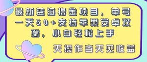 最新蓝海撸金项目，单号一天50+， 支持苹果安卓双端，小白轻松上手 当…-创客聚集地