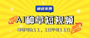 AI种草单账号日收益11元（抖音，快手，视频号），10个就是110元-创客聚集地