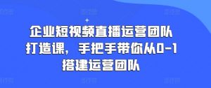 企业短视频直播运营团队打造课，手把手带你从0-1搭建运营团队-创客聚集地