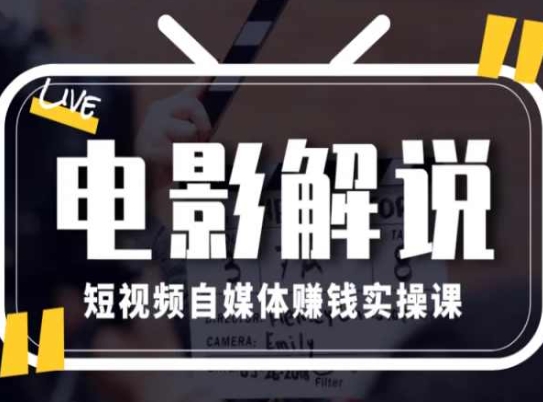 电影解说短视频自媒体赚钱实操课，教你做电影解说短视频，月赚1万-创客聚集地
