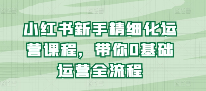 小红书新手精细化运营课程，带你0基础运营全流程-创客聚集地