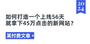 某付费文章《如何打造一个上线56天就拿下45万点击的新网站？》-创客聚集地