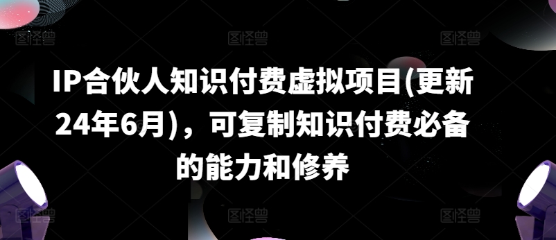IP合伙人知识付费虚拟项目(更新24年6月)，可复制知识付费必备的能力和修养-创客聚集地