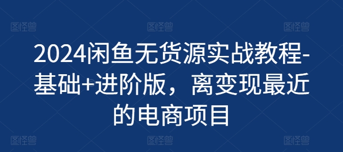 2024闲鱼无货源实战教程-基础+进阶版，离变现最近的电商项目-创客聚集地