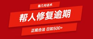 靠几句话术帮人解决逾期日入500＋ 看一遍就会 正规合法-创客聚集地