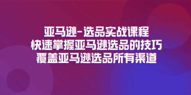 （11620期）亚马逊-选品实战课程，快速掌握亚马逊选品的技巧，覆盖亚马逊选品所有渠道-创客聚集地