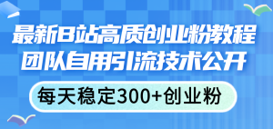 （11661期）最新B站高质创业粉教程，团队自用引流技术公开，每天稳定300+创业粉-创客聚集地