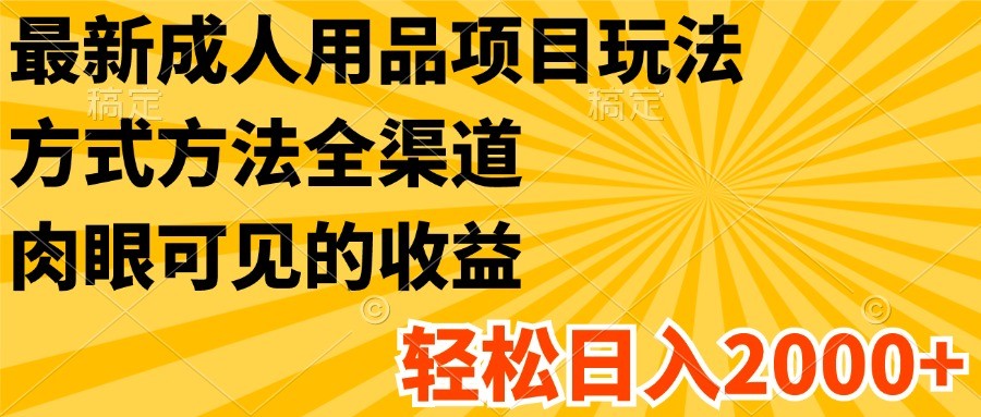 最新成人用品项目玩法，方式方法全渠道，肉眼可见的收益，轻松日入2000+-创客聚集地
