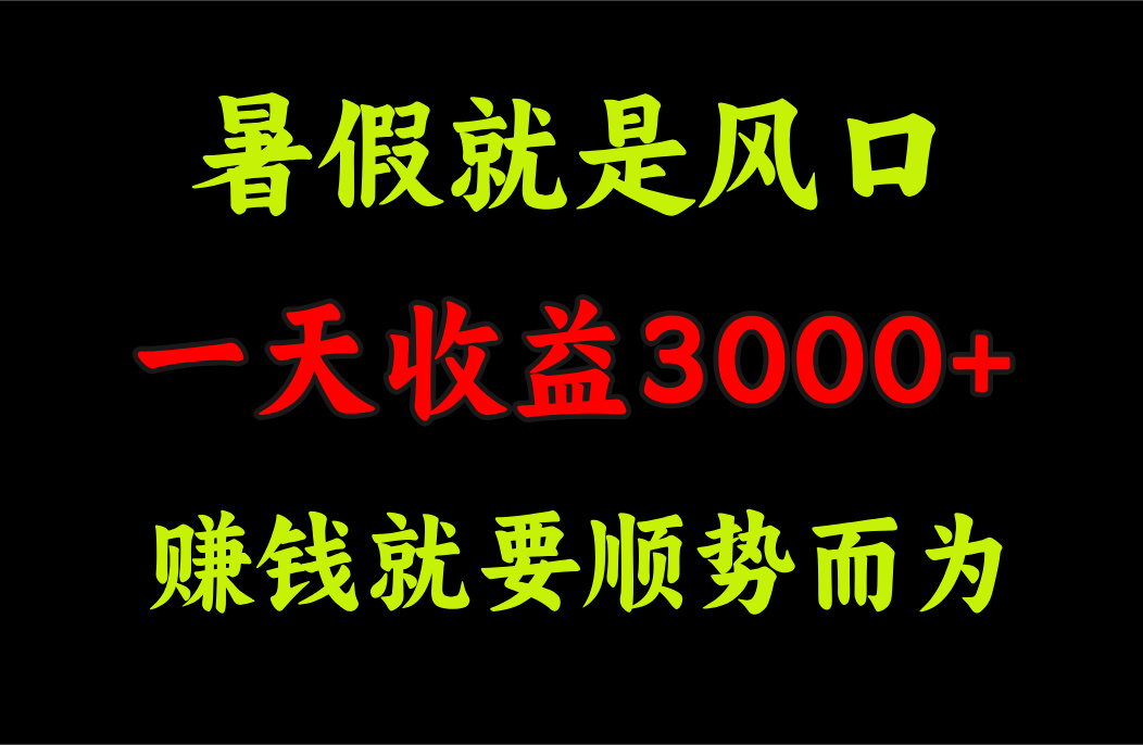 （11670期）一天收益3000+ 赚钱就是顺势而为，暑假就是风口-创客聚集地